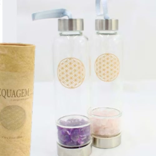 Bottiglia con Quarzo Rosa L'arcano segreto acquagem-quarzo-rosa