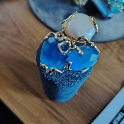 Anello bronzo blu e perla L'arcano segreto anello-blu-perla