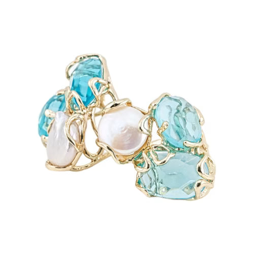 Anello bronzo celeste e perla - L'arcano segreto