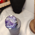 Anello "Alchimia Lunare" – Drusa di Ametista e Perle in Oro 18k