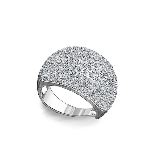 Anello bombato con zirconi L'arcano segreto anello-fascia