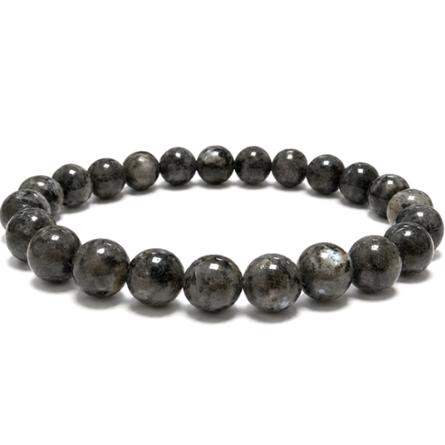 Bracciale in Larvikite Naturale Qualità A – Perle Rotonde 8mm Norvegia