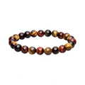 Bracciale di perline rotonde multicolore marrone e nero, finitura lucida