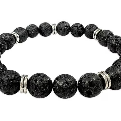 Bracciale pietra lavica con charms - L'arcano segreto