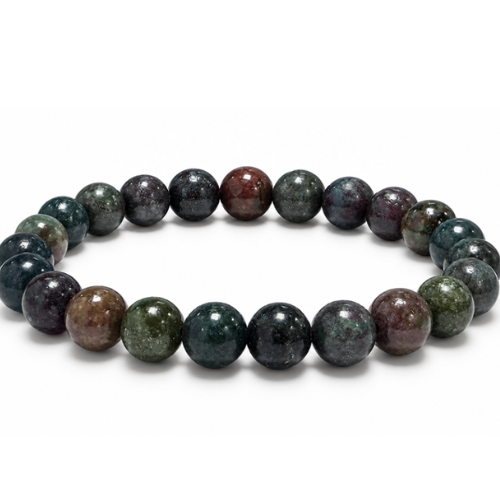 Bracciale con perle rotonde di pietre multicolore, sfere lucide