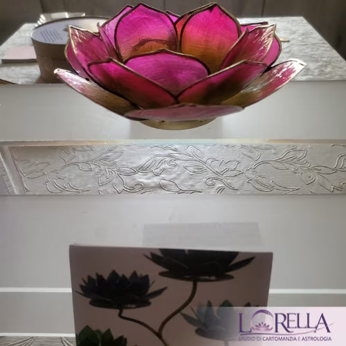 Portacandela loto fucsia L'arcano segreto candele-astrologiche-12