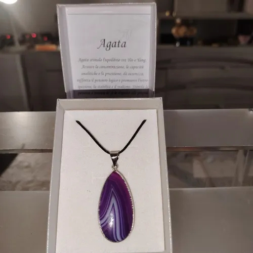 Collana Agata viola lungo L'arcano segreto ciondolo-agata-ovale