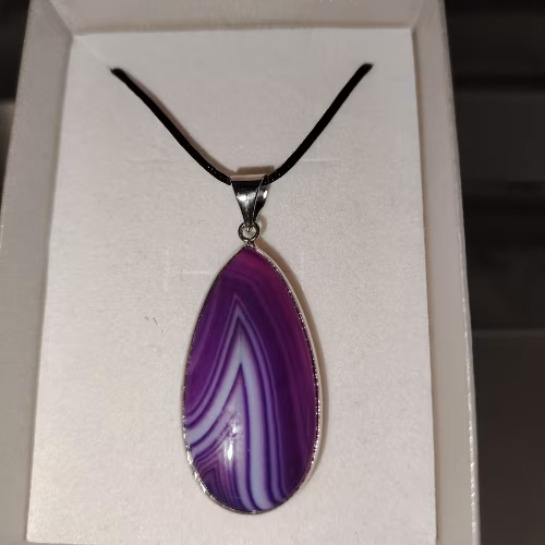 Collana Agata viola lungo L'arcano segreto ciondolo-agata