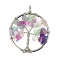 Ciondolo Circolare Albero della Vita in Fluorite Multicolore