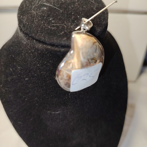 Ciondolo "Spirale del Tempo" in Acciaio con Ammonite Originale