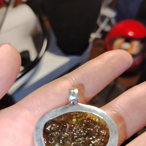 Ciondolo artigianale in argento 925 con doppia Moldavite grezza