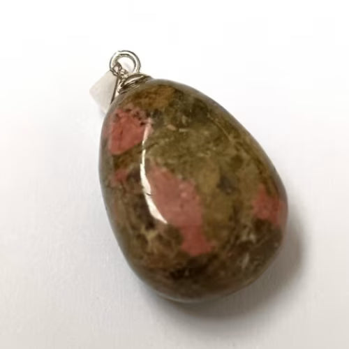 Ciondolo burattato in Unakite L'arcano segreto ciondolo-unakite