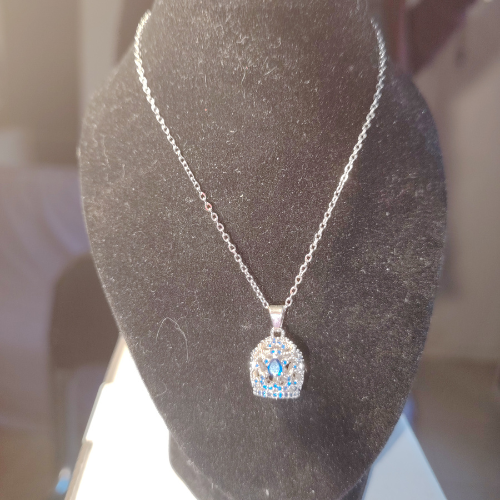 Collana "Richiamo Celeste" – Campanella in Acciaio e Zirconi