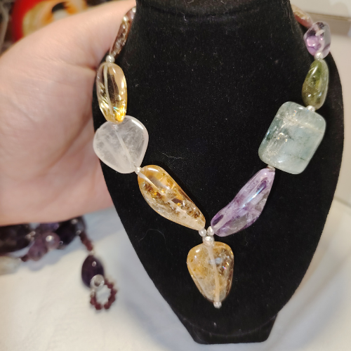 Collana ametista, citrino, acquamarina e tormaline