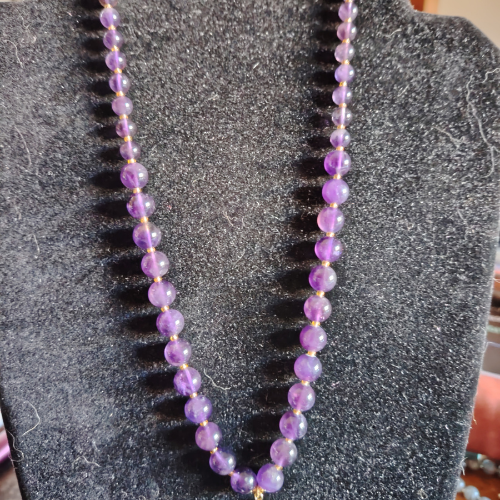 Collana con perle di ametista extra da 6 e 8 mm