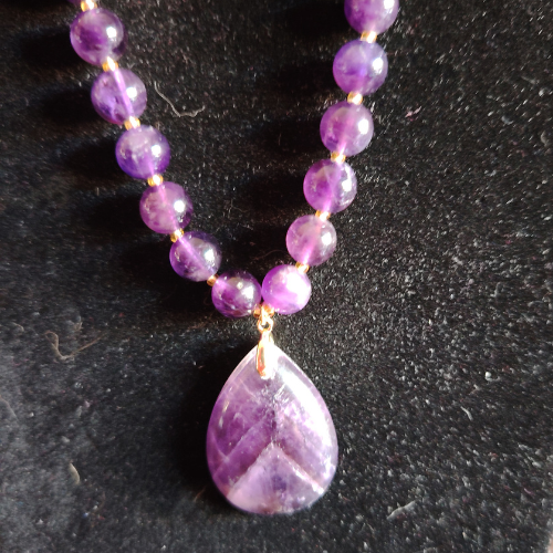 Collana con perle di ametista extra da 6 e 8 mm