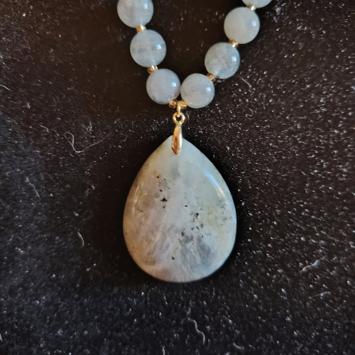 Collana con Perle di Labradorite EXTRA (6 e 8 mm) in Acciaio