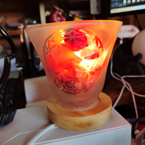 Lampada con corniola Fiore della vita con cavo e luce led