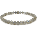 Bracciale con perle rotonde di labradorite grigio-argento con riflessi blu