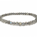 Bracciale in perle di labradorite grigio-verdi con riflessi blu, filo elastico