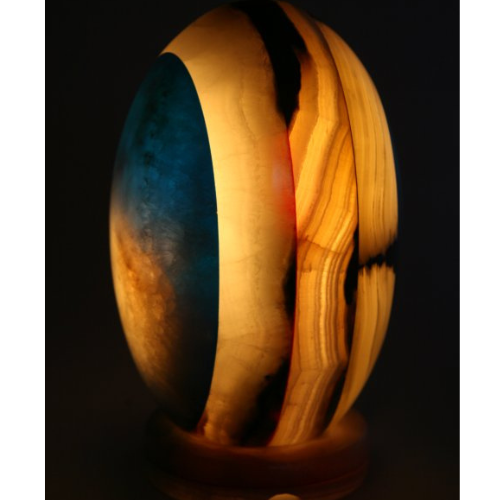 Lampada a forma di uovo in onice