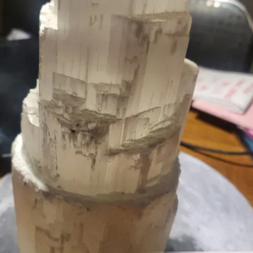 Lampada di selenite naturale L'arcano segreto lampada-selenite-bianca