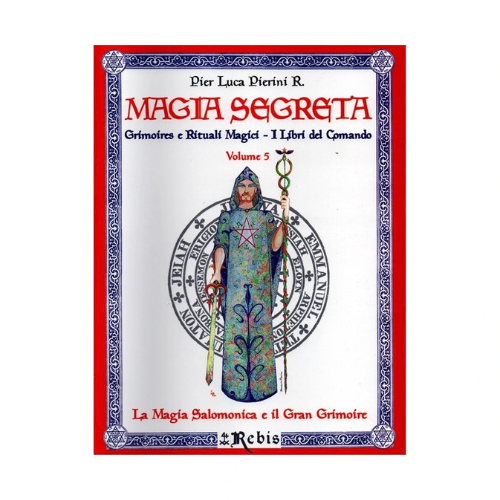 Libro Magia Segreta vol. 5 con copertina rossa, figura mago e simboli circolari