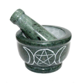 Mortaio marmo verde 3 Lune e pentacolo L'arcano segreto mortaio