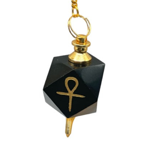 Pendolo Esagonale Ankh Ossidiana L'arcano segreto pendolo-ankh