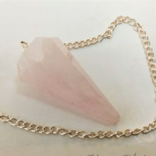 Pendolino quarzo rosa sfaccettato L'arcano segreto pendolo-quarzo