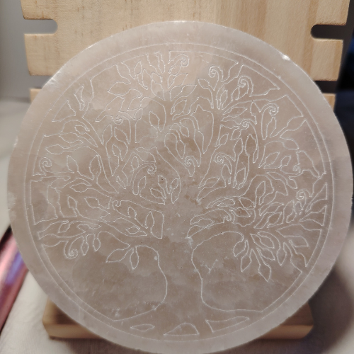 Piastra selenite circolare albero della vita