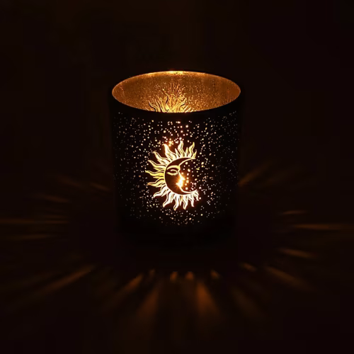 Portacandele luna e sole piccolo L'arcano segreto porta-candela-piccolo-nero-sole