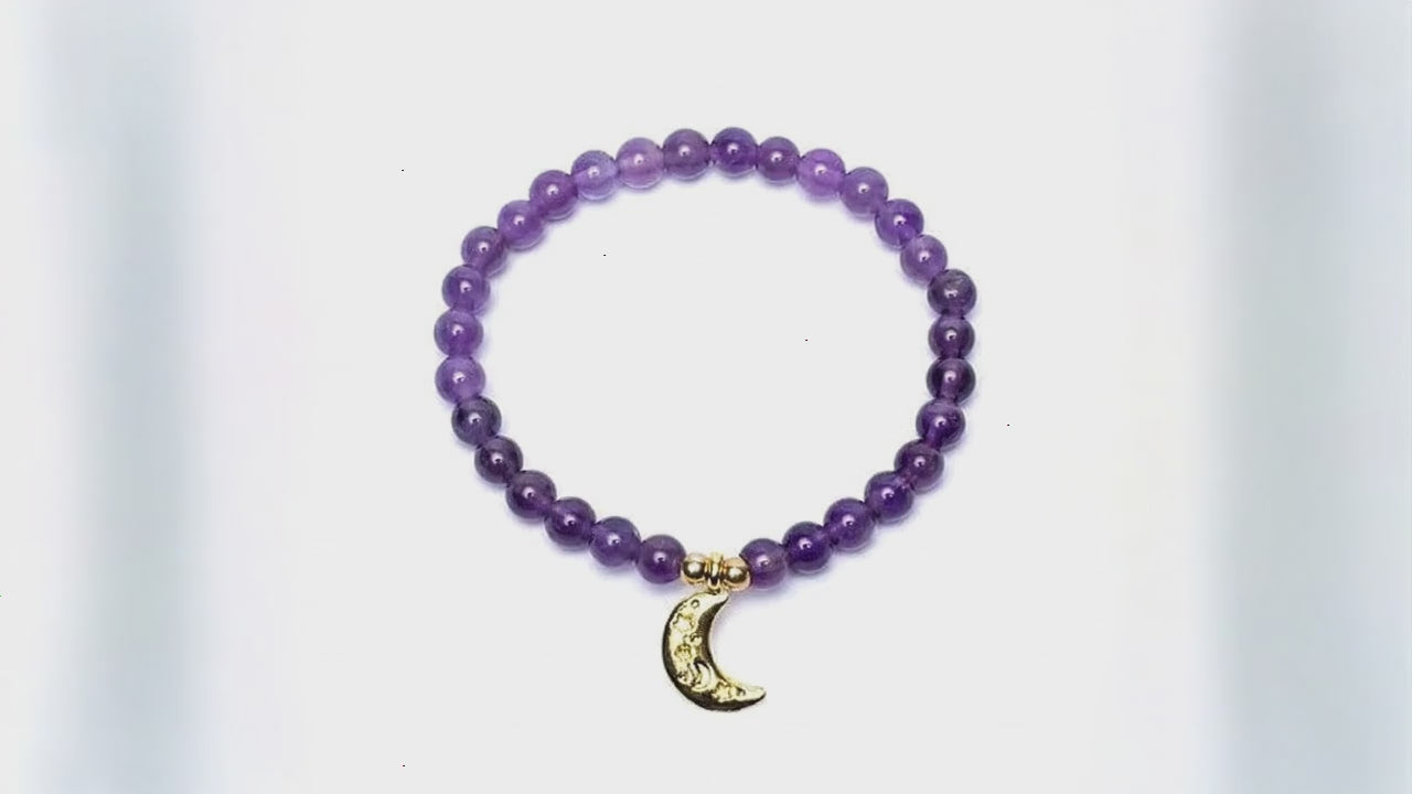 Braccialetto ametista ciondolo luna