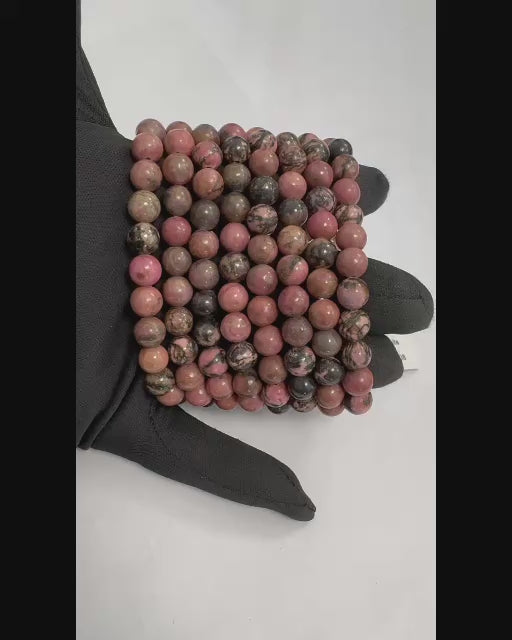Bracciale in Rodonite Naturale Qualità A – Perle 8mm (Madagascar)