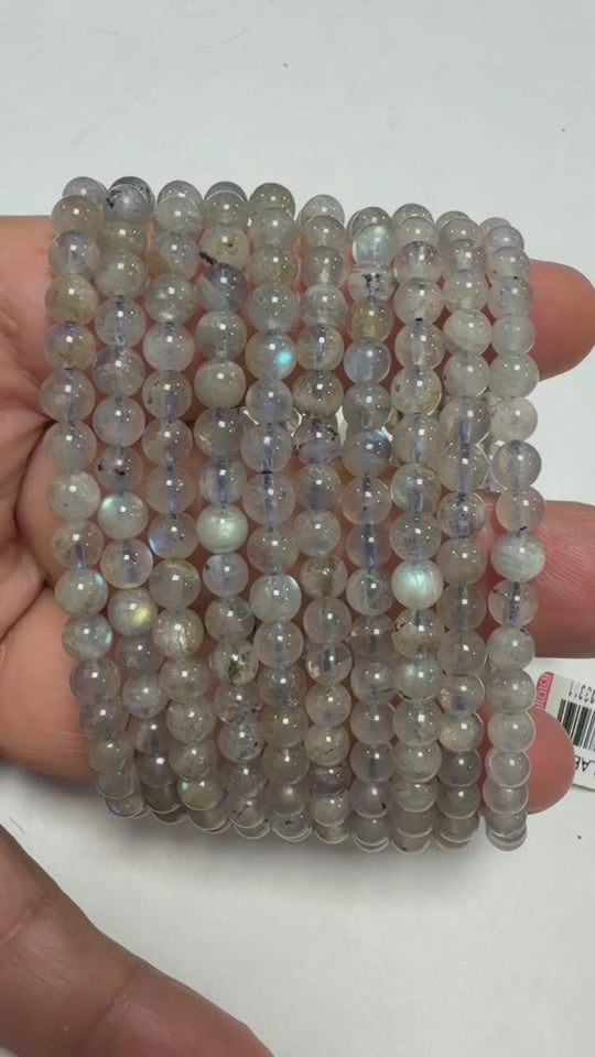 Bracciale in Labradorite Naturale Qualità AA+ – Perle Sottili 6mm
