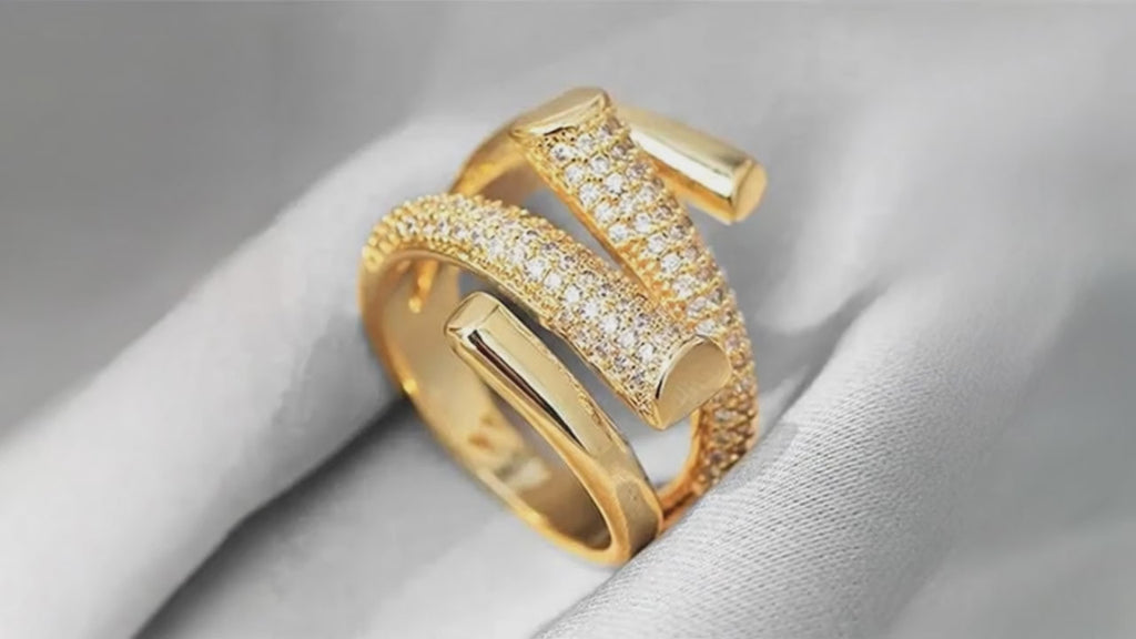 Anello regolabile oro zirconi