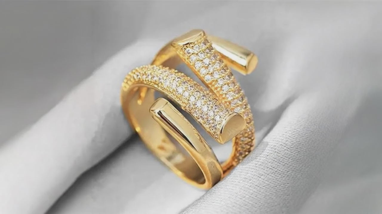 Anello regolabile oro zirconi