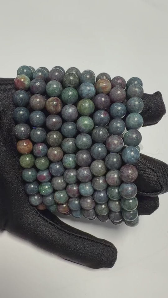 Bracciale in Rubino e Zaffiro Naturale Qualità A – Perle Rotonde 8 mm