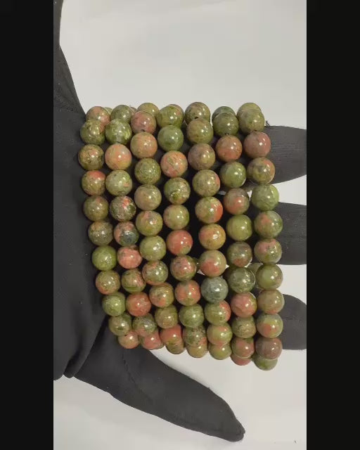 Bracciale in Unakite Naturale Qualità A – Perle 8-9mm (Sudafrica)