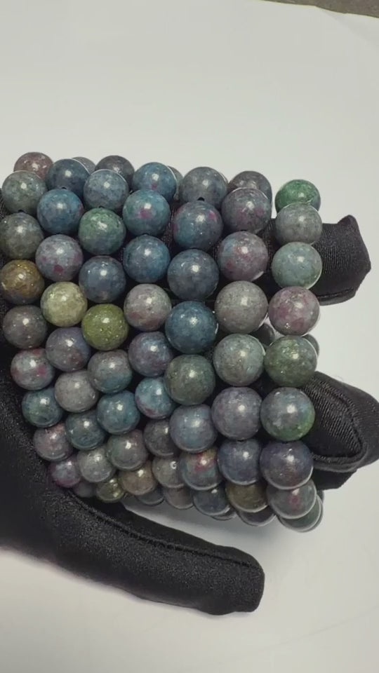 Bracciale in Rubino e Zaffiro Naturale Qualità A – Perle 10 mm (India)