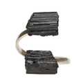 Anello regolabile argento 925 con due tormaline nere grezze e fascia sottile