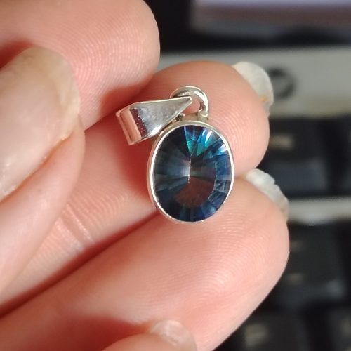 Pendente in Argento 925 con Topazio Mistico Naturale del Brasile